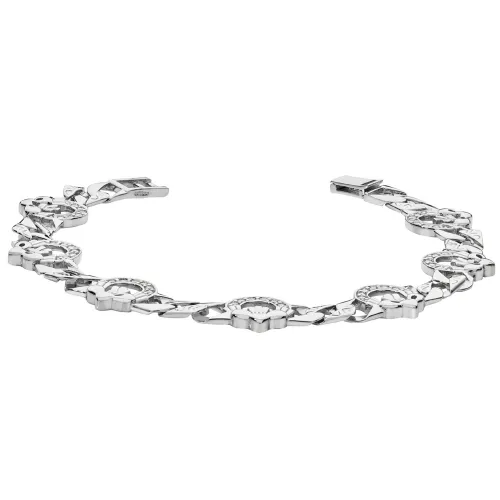Silver Cast Ladies' Cz Claddagh Bracelet 13.8g